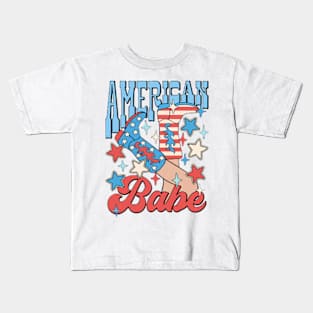 American Girl Babe, Cowboy Boots, 4th Of July Kids T-Shirt